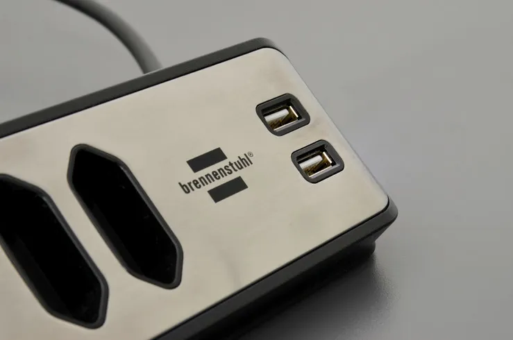 Brennenstuhl  2 xUSB, 4 AC outlet(s) outlets Power Strip, 2 m, Black/Silver