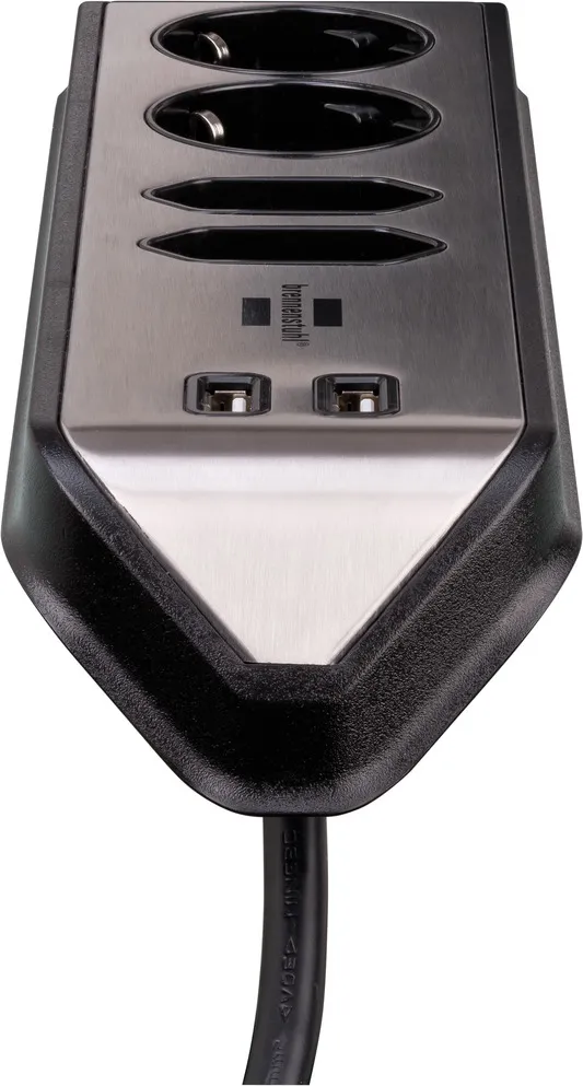 Brennenstuhl  2 xUSB, 4 AC outlet(s) outlets Power Strip, 2 m, Black/Silver
