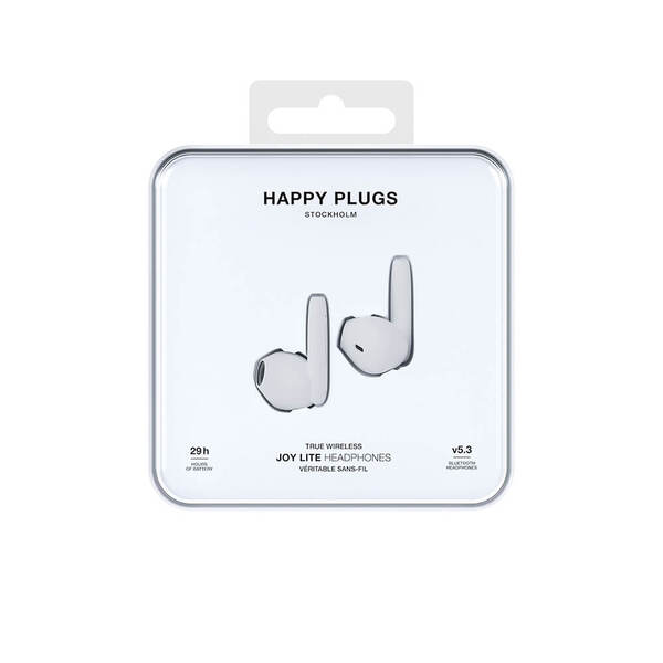 Happy Plugs Joy Lite -langattomat nappikuulokkeet, valkoinen