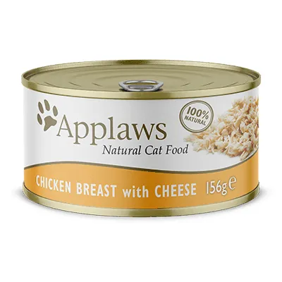 Applaws Chicken Breast with Cheese in Broth, Wet food for cats, Adult, 156g