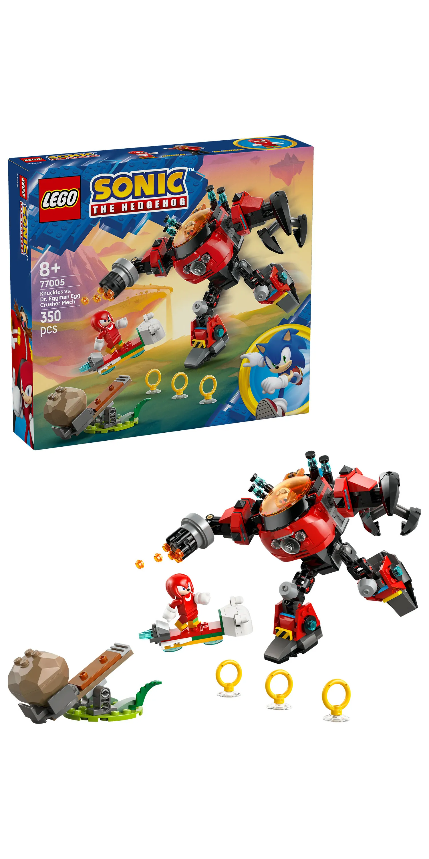 LEGO Sonic the Hedgehog Knuckles mot Dr. Eggman och Egg Crusher-robot 77005