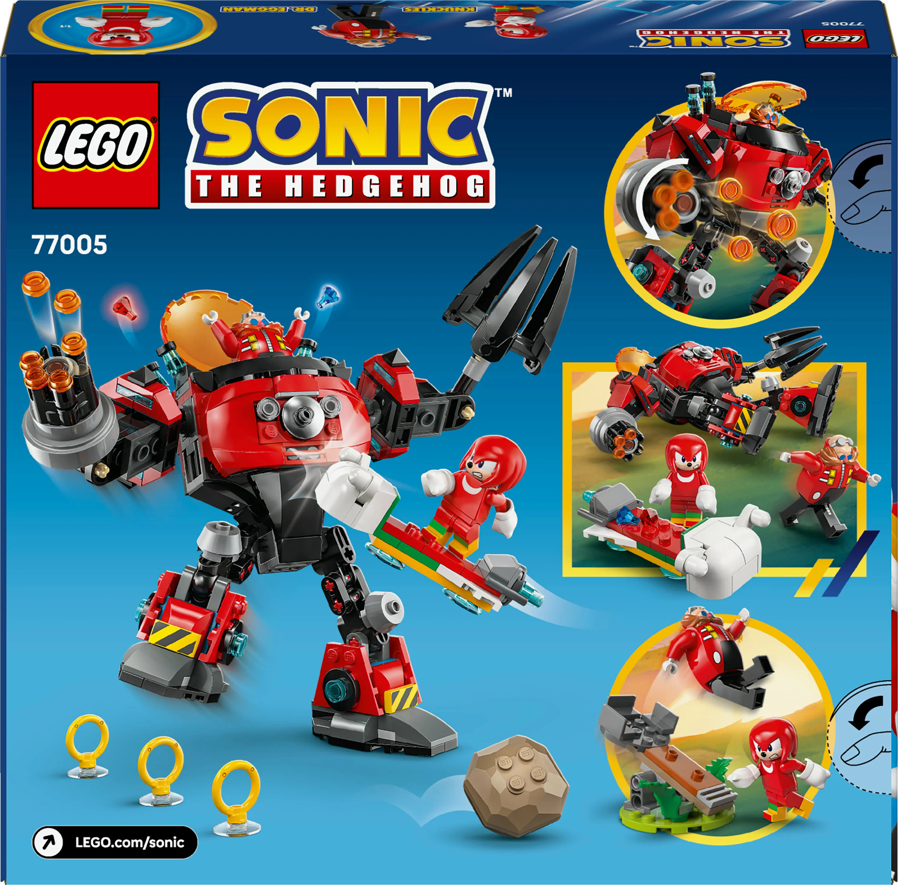 LEGO Sonic the Hedgehog Knuckles mot Dr. Eggman och Egg Crusher-robot 77005