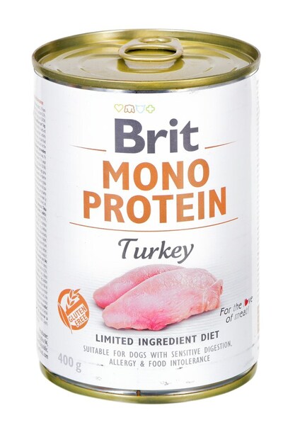 Brit Mono Protein Turkey, Wet food for dogs, Adult, Sensitive, 400g