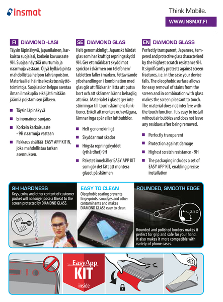 Insmat Diamond Glass - N&auml;yt&ouml;n suojus malleihin Apple iPad Air, iPad Air 2