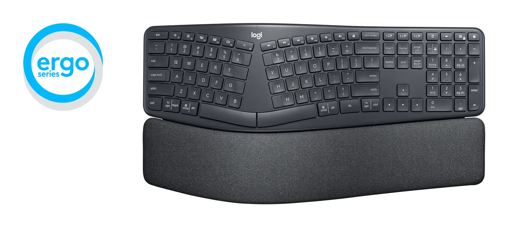 Logitech ERGO K860 for Business -langaton ergonominen n&auml;pp&auml;imist&ouml;, grafiitti