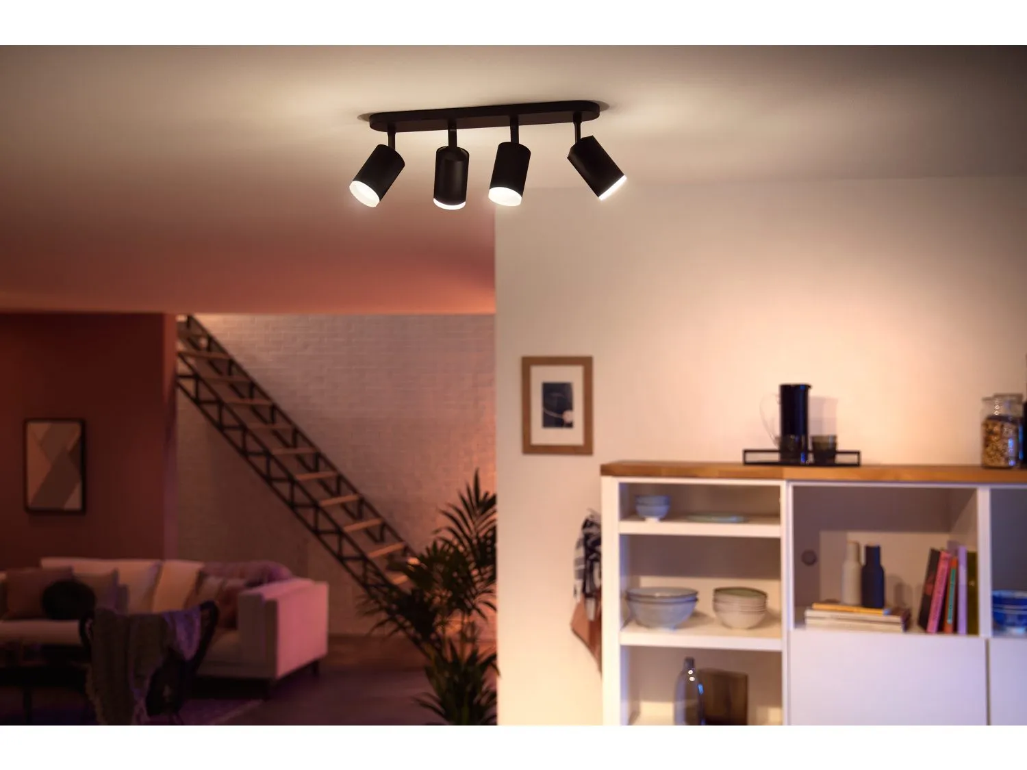 PHILIPS HUE FUGATO PLATE/SPIRAL BLACK 4X5.7W, 240V