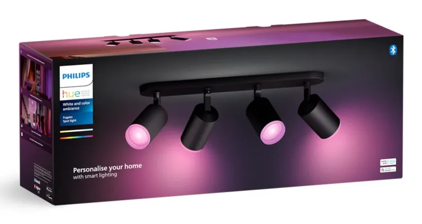 PHILIPS HUE FUGATO PLATE/SPIRAL BLACK 4X5.7W, 240V