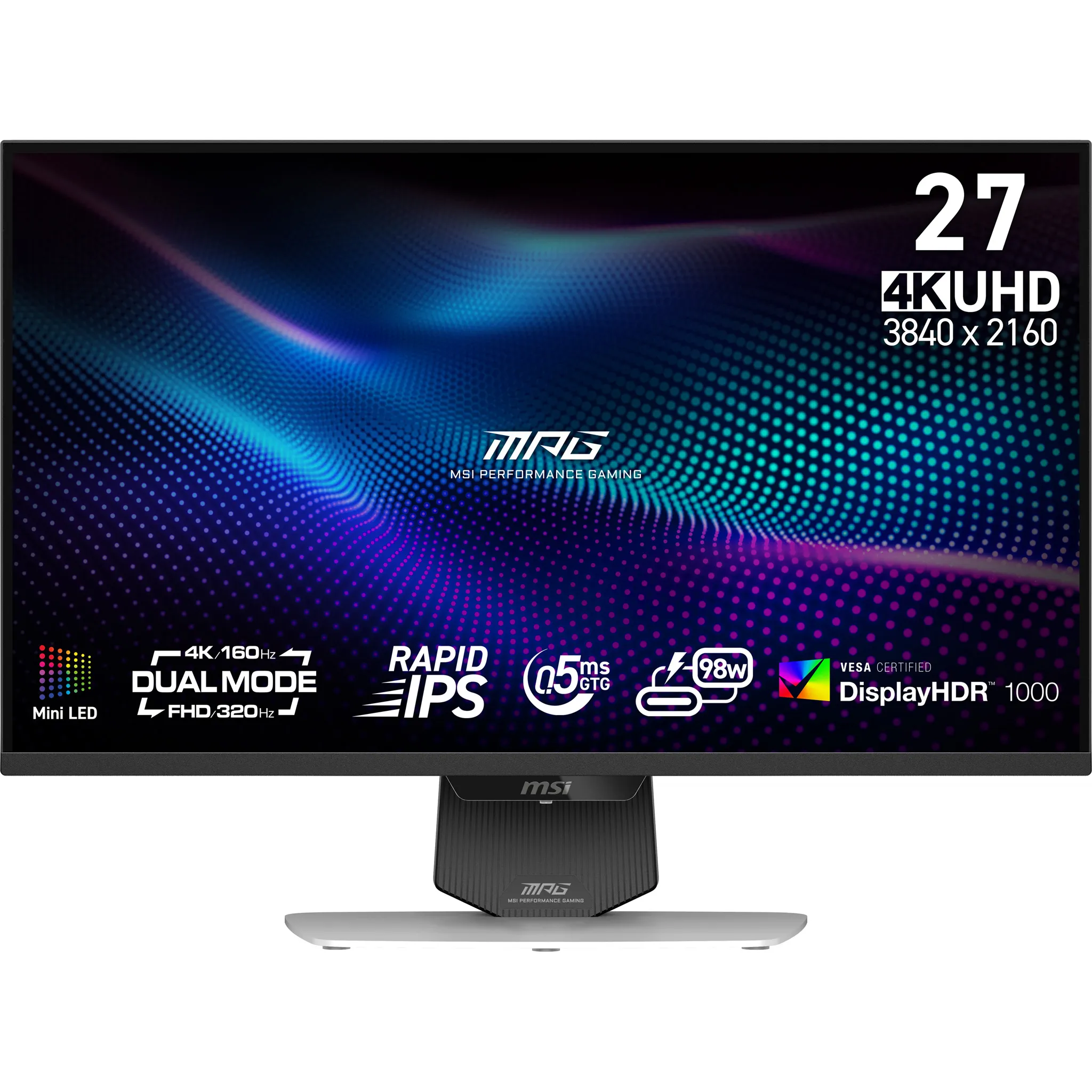 MSI MPG 274URDFW E16M 27" 4K UHD, Rapid IPS gamingsk&auml;rm med USB-C hub