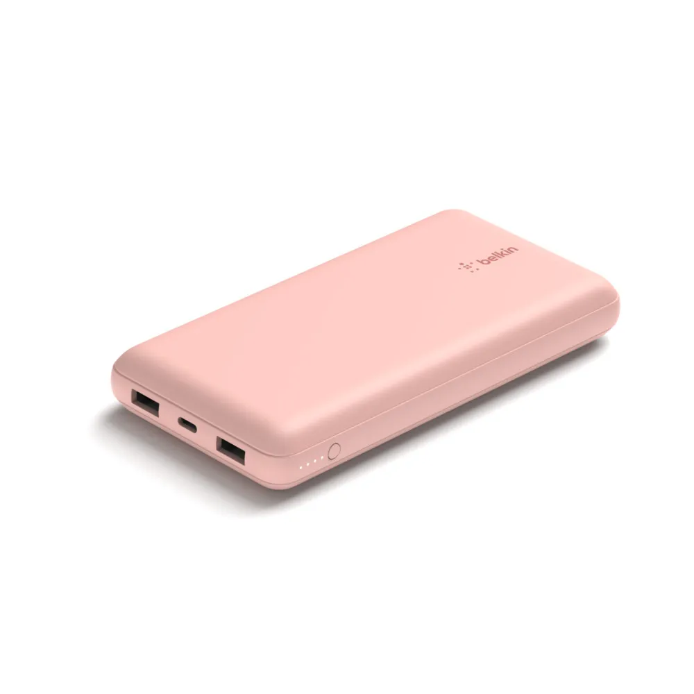 Belkin 20K Power Bank,USB-A & C 15w,Rose Gold