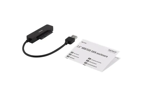 DELTACO 2,5&quot; Externt HDD/SSD-kabinett, USB 3.1 Gen 1, SATA 3.0, UASP,