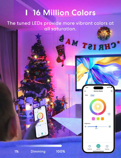 Meross Smart LED Bulb RGBW -&auml;lylamppu, E27, Wi-Fi