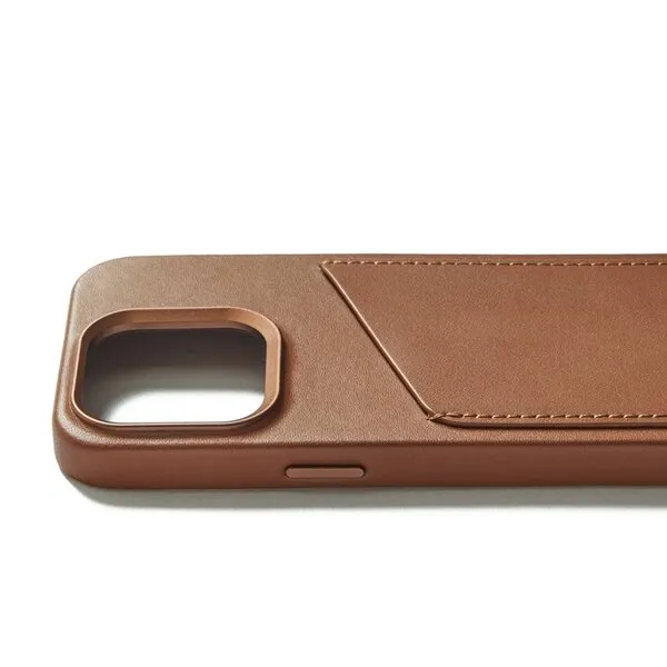 Mujjo Full Leather, iPhone 15 Pro - Wallet Case, Tan