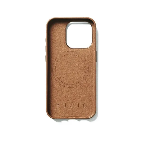 Mujjo Full Leather, iPhone 15 Pro - Wallet Case, Tan