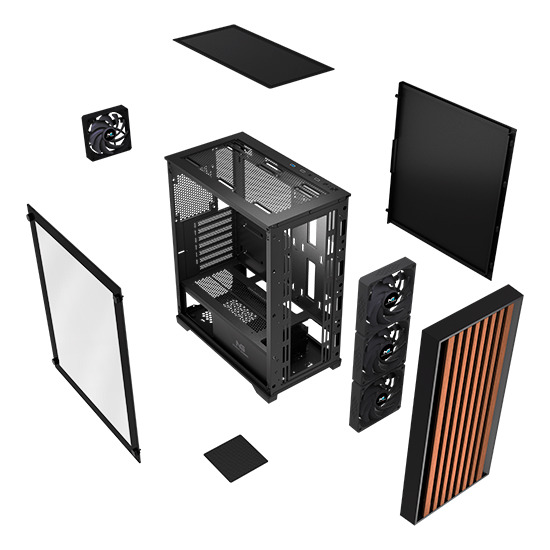 Nordic Gaming NGC-6857 Ratatosk midi-tower chassi med f&ouml;nster, svart