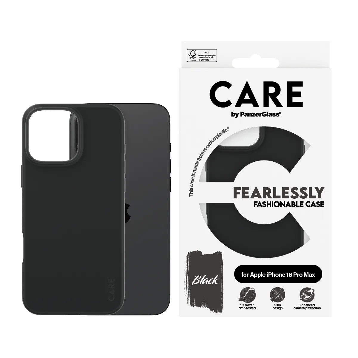 PanzerGlass CARE Case for iPhone 16 Pro Max, Black
