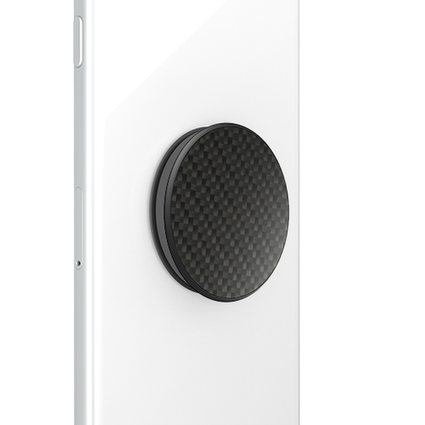 POPSOCKETS Carbon Fiber Black Avtagbart Grip med St&auml;llfunktion Premium Lyx