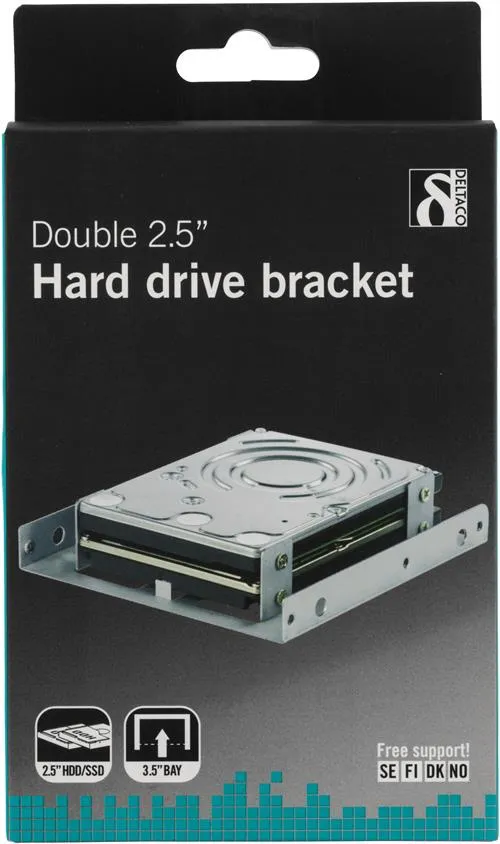 DELTACO asennusraami, 2x2,5" HDD - 3,5", kop