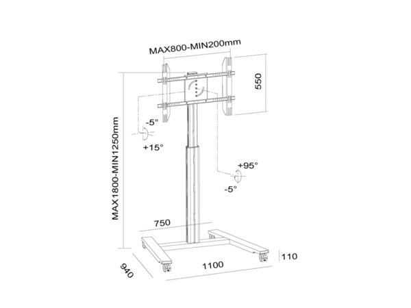 M Motorized Display Stand Wheelbase Black