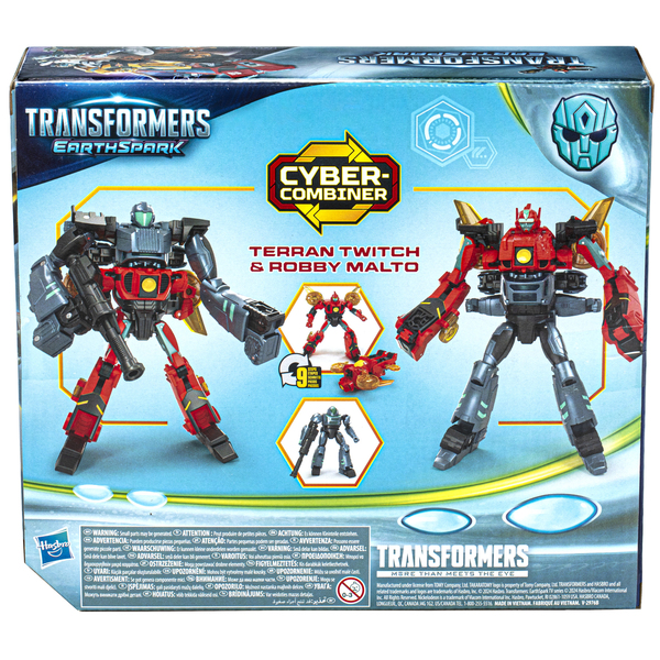 Hasbro Transformers EarthSpark Cyber-Combiner Terran Twitch and Robby Malto, toy figure