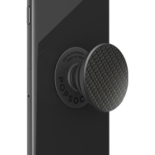 POPSOCKETS Carbon Fiber Black Avtagbart Grip med St&auml;llfunktion Premium Lyx