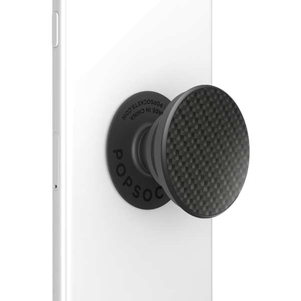 POPSOCKETS Carbon Fiber Black Avtagbart Grip med St&auml;llfunktion Premium Lyx