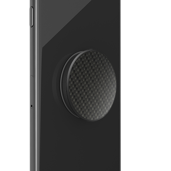 POPSOCKETS Carbon Fiber Black Avtagbart Grip med St&auml;llfunktion Premium Lyx