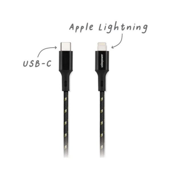 Usbepower Evertek USB-C - Lightning - kabel, 1,2m, Svart