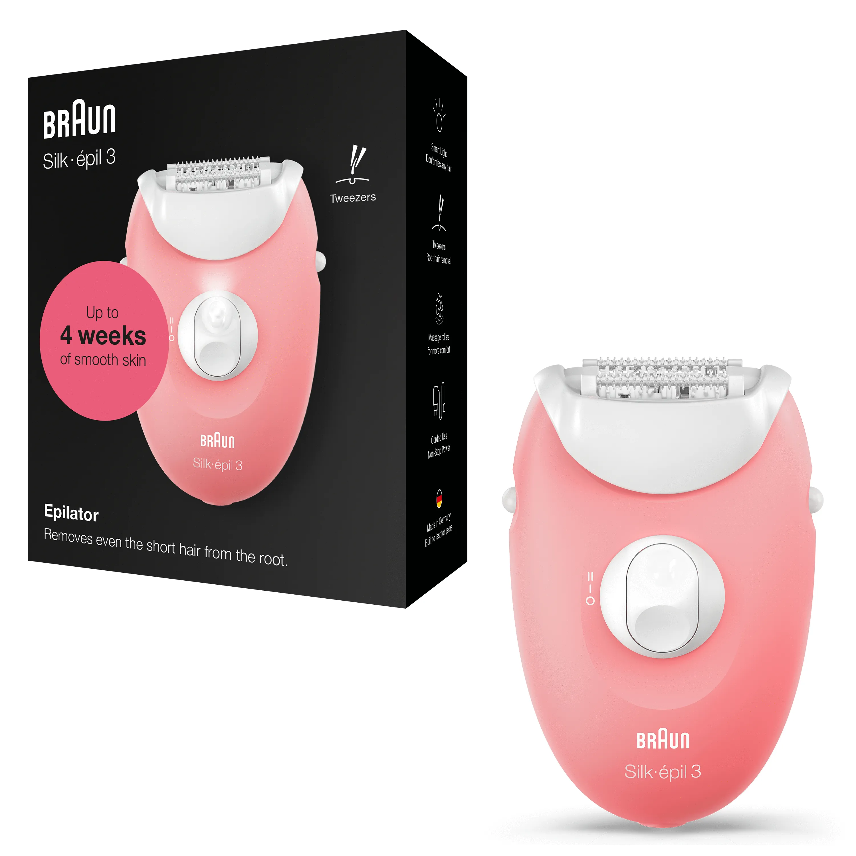 Braun Silk-&eacute;pil 3 SES 3-176 20 Tweezer - epilator, Rose, White