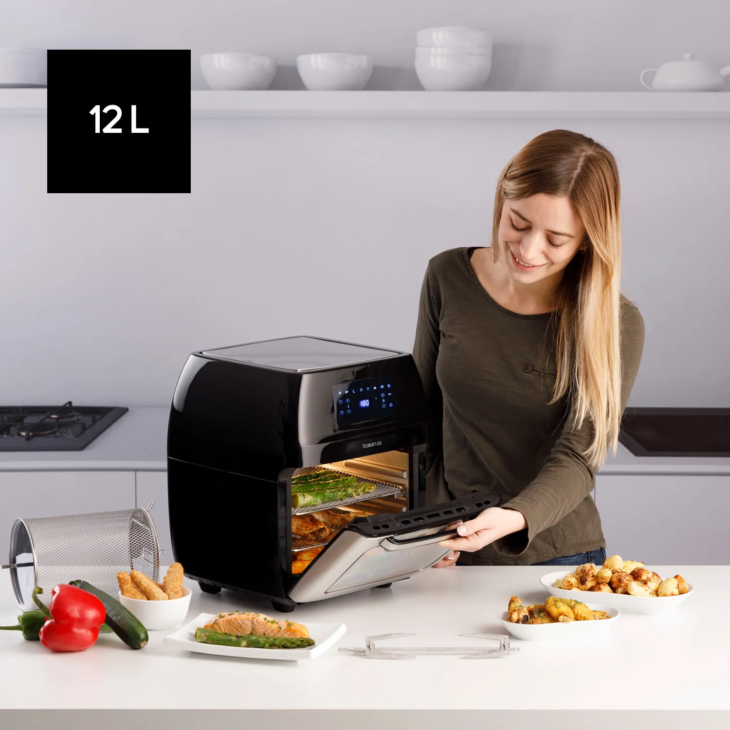 Taurus Air Fryer Ugn Digital Grill - airfryer, rostfritt st&aring;l, 12l
