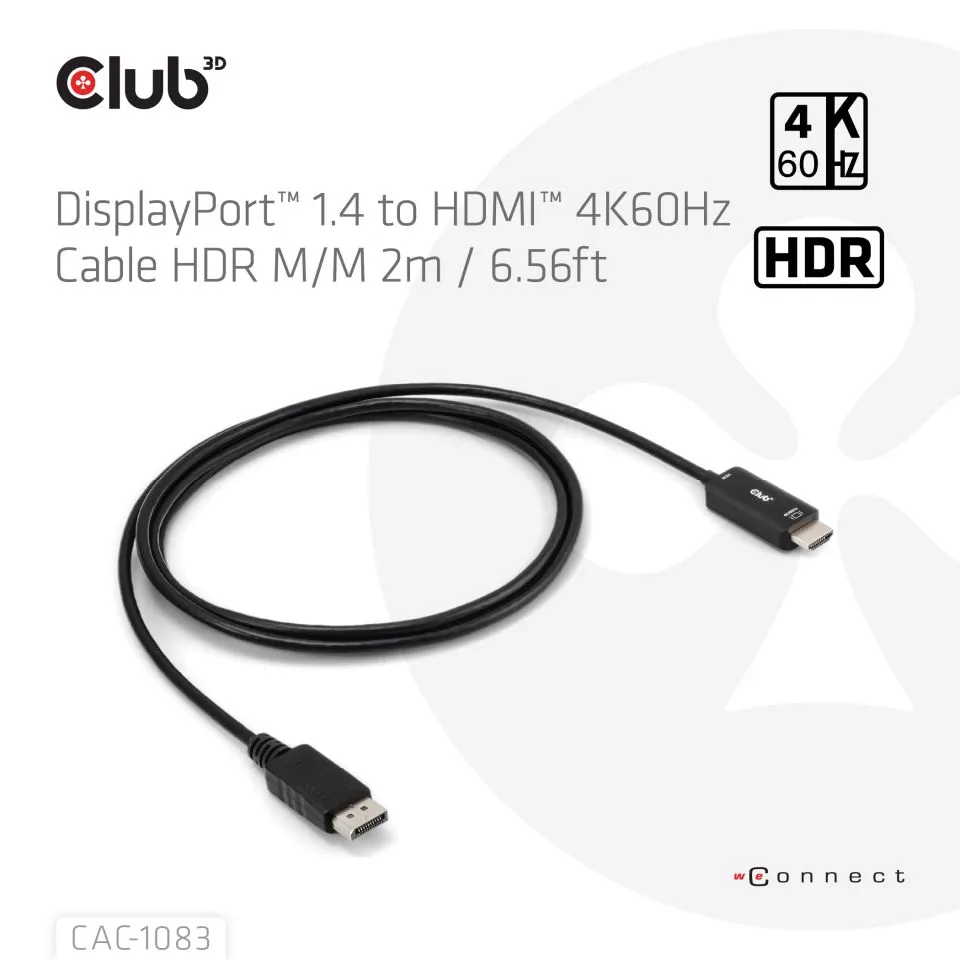 Club 3D DisplayPort 1.4 - HDMI 2.0b Active - cable, Black, 2m