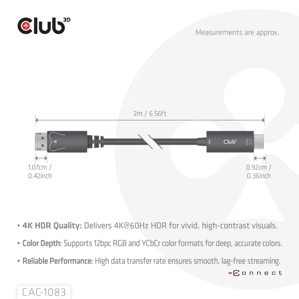Club 3D DisplayPort 1.4 - HDMI 2.0b Active - cable, Black, 2m