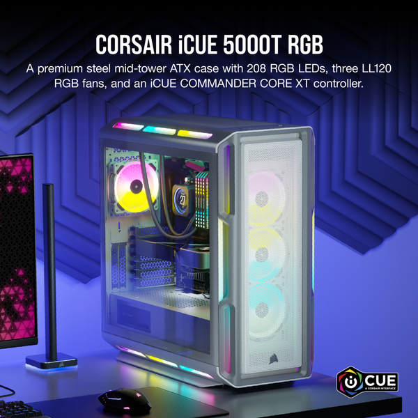 Corsair iCUE 5000T RGB - Mid Tower case, White