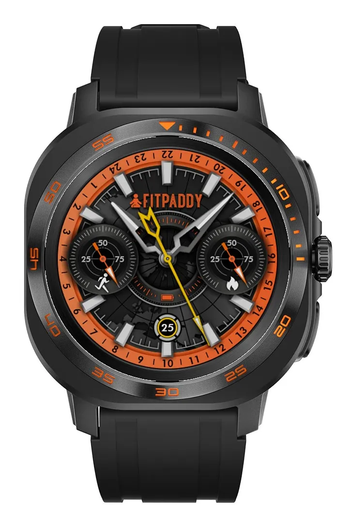 FITPADDY FitWatch Pro -&auml;lykello, silikoniranneke, oranssi/musta