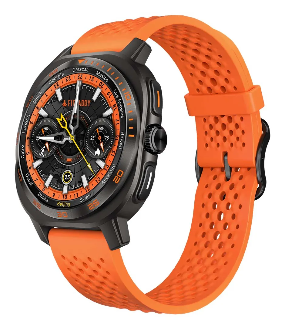 FITPADDY FitWatch Pro -&auml;lykello, silikoniranneke, oranssi/musta