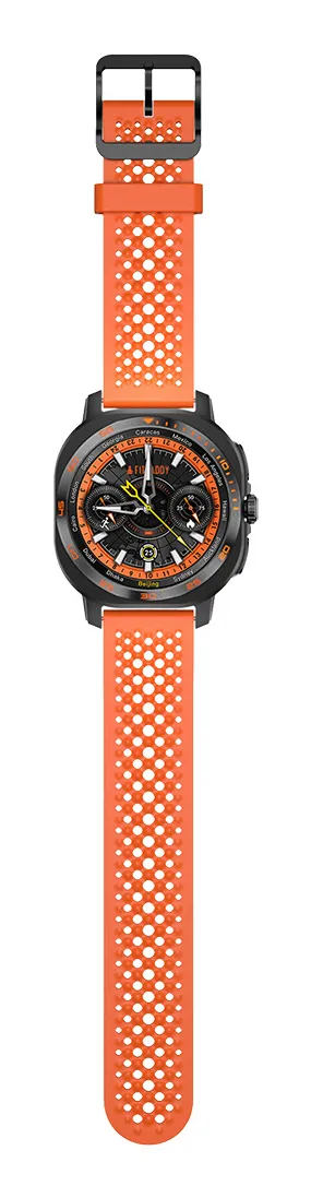 FITPADDY FitWatch Pro -&auml;lykello, silikoniranneke, oranssi/musta