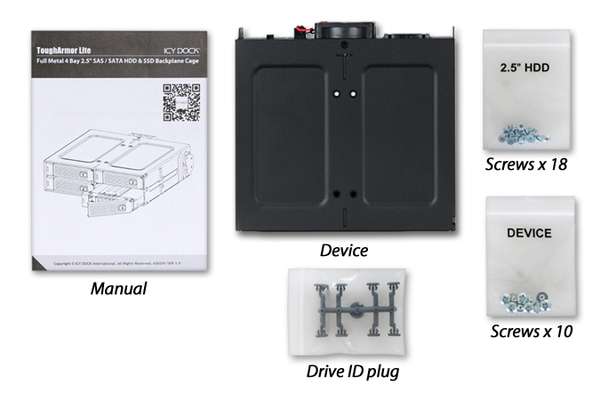 ToughArmor 4 Bay 2,5&quot; SATA HDD &amp; SSD Backplane-Modul aus Metall