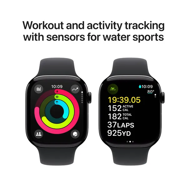 APPLE Watch Series 10 GPS 46mm Jet Black Aluminium Case with Black Sport Band - S/M