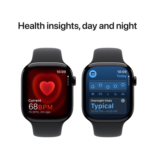 APPLE Watch Series 10 GPS 46mm Jet Black Aluminium Case with Black Sport Band - S/M