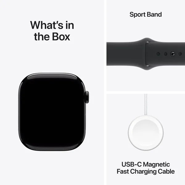 APPLE Watch Series 10 GPS 46mm Jet Black Aluminium Case with Black Sport Band - S/M