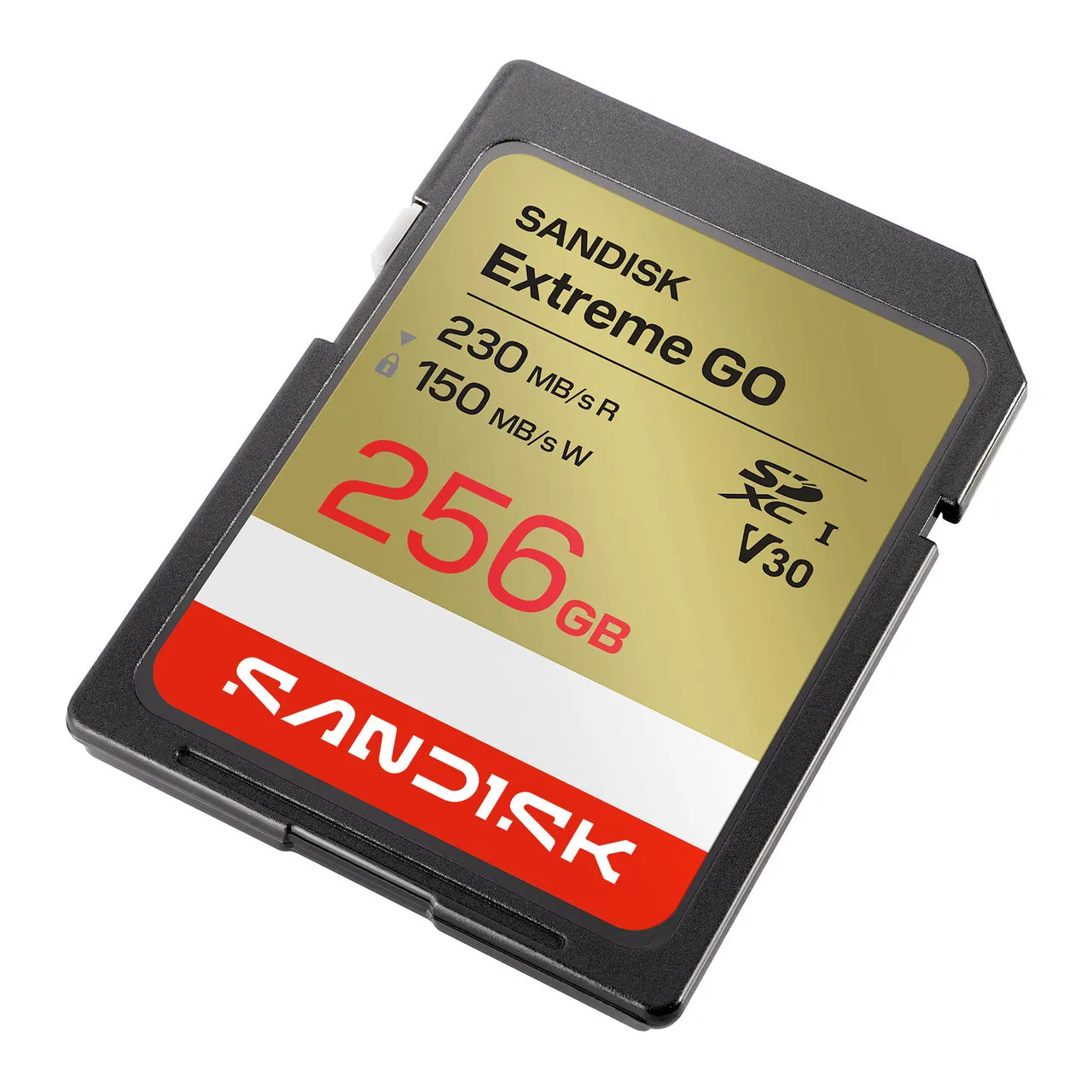 SanDisk Extreme 256 GB SDXC UHS-I U3 V30 Class 10 A1 kort, svart, guld