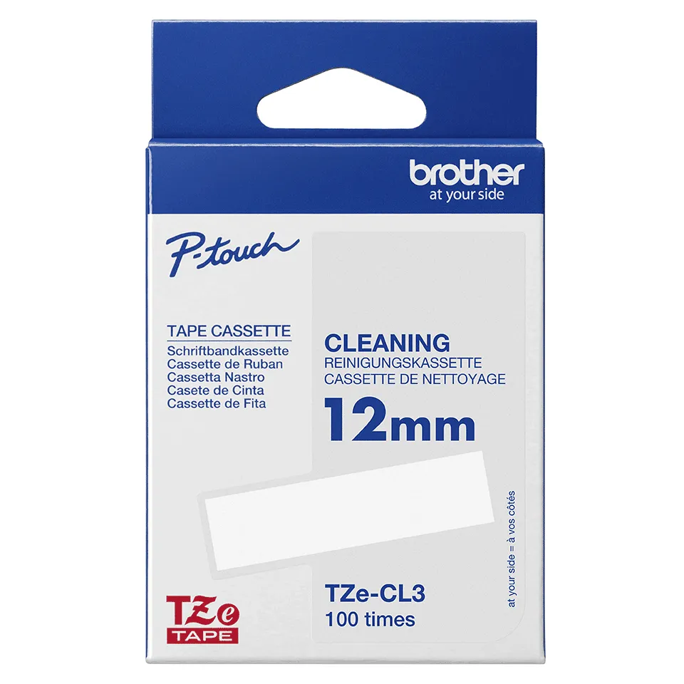 Brother TZeCL3 - Rulla (1,2 cm) 1 arkki (arkit) puhdistusteippi malleihin P-Touch GL-H105, PT-3600, D210, D400, D450, D600, D800, E500, E550, H110, P750, P900,
