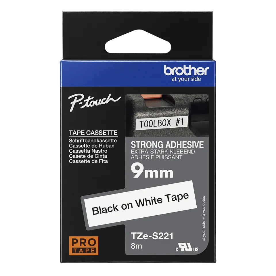 BROTHER TZES221 9 BLACK ON WHITE STR. AD
