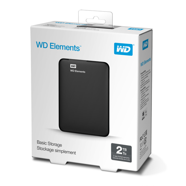 Western Digital WD Elements USB-C 2TB External HDD, Graphite Black