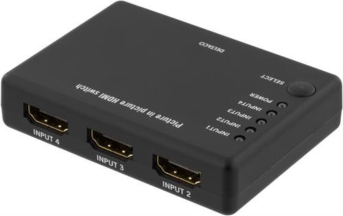 DELTACO PRIME HDMI-Kytkin, 4-1, kuva kuvassa toiminto, musta