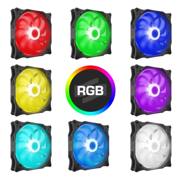SilentiumPC Stella HP, RGB, PWM, 140mm - chassi fl&auml;kt, svart