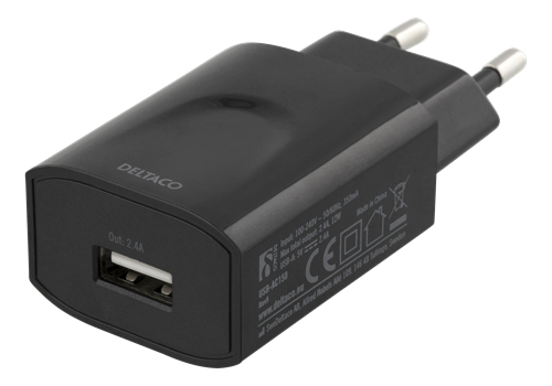 USB AC Charger 2,4A Black Color Box