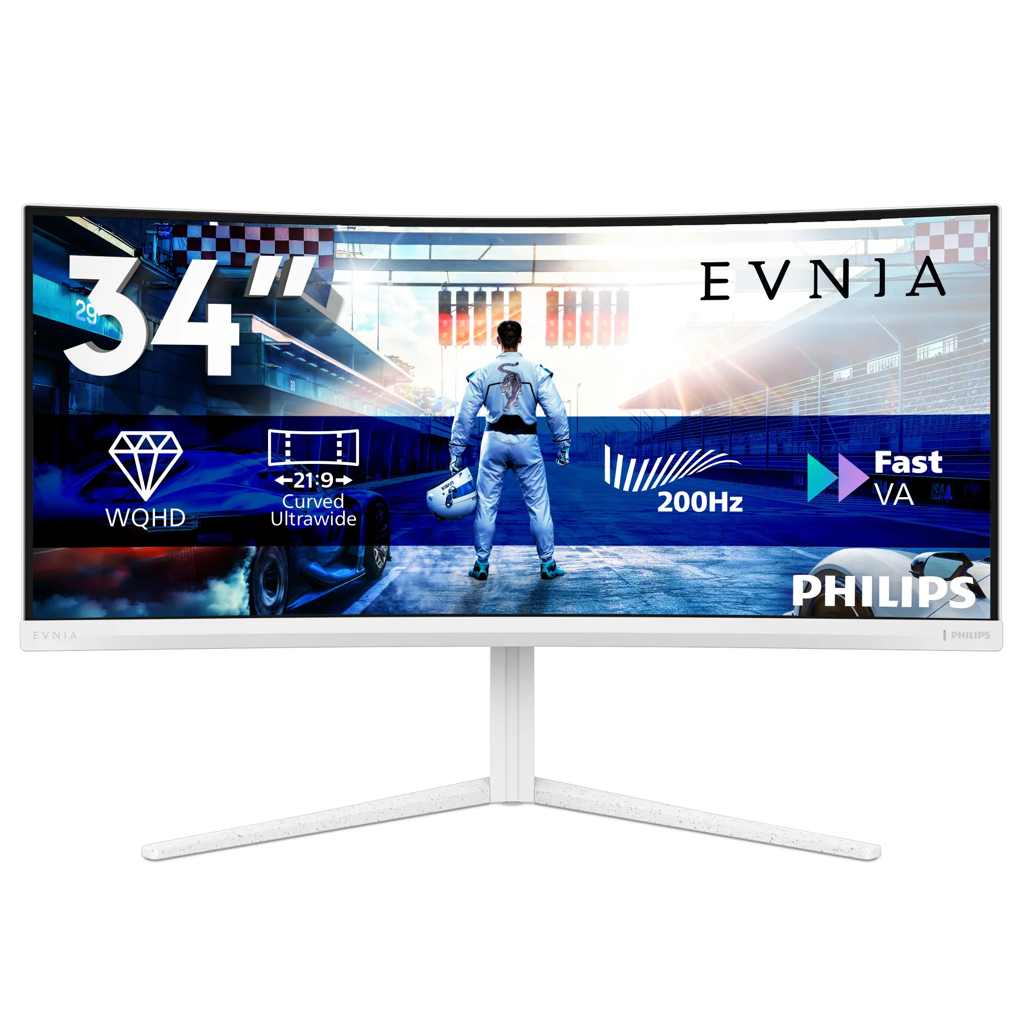 PHILIPS 34M2C5601QA 34" UW-QHD, Fast VA -kaareva pelin&auml;ytt&ouml;, USB-C hub, 200 Hz