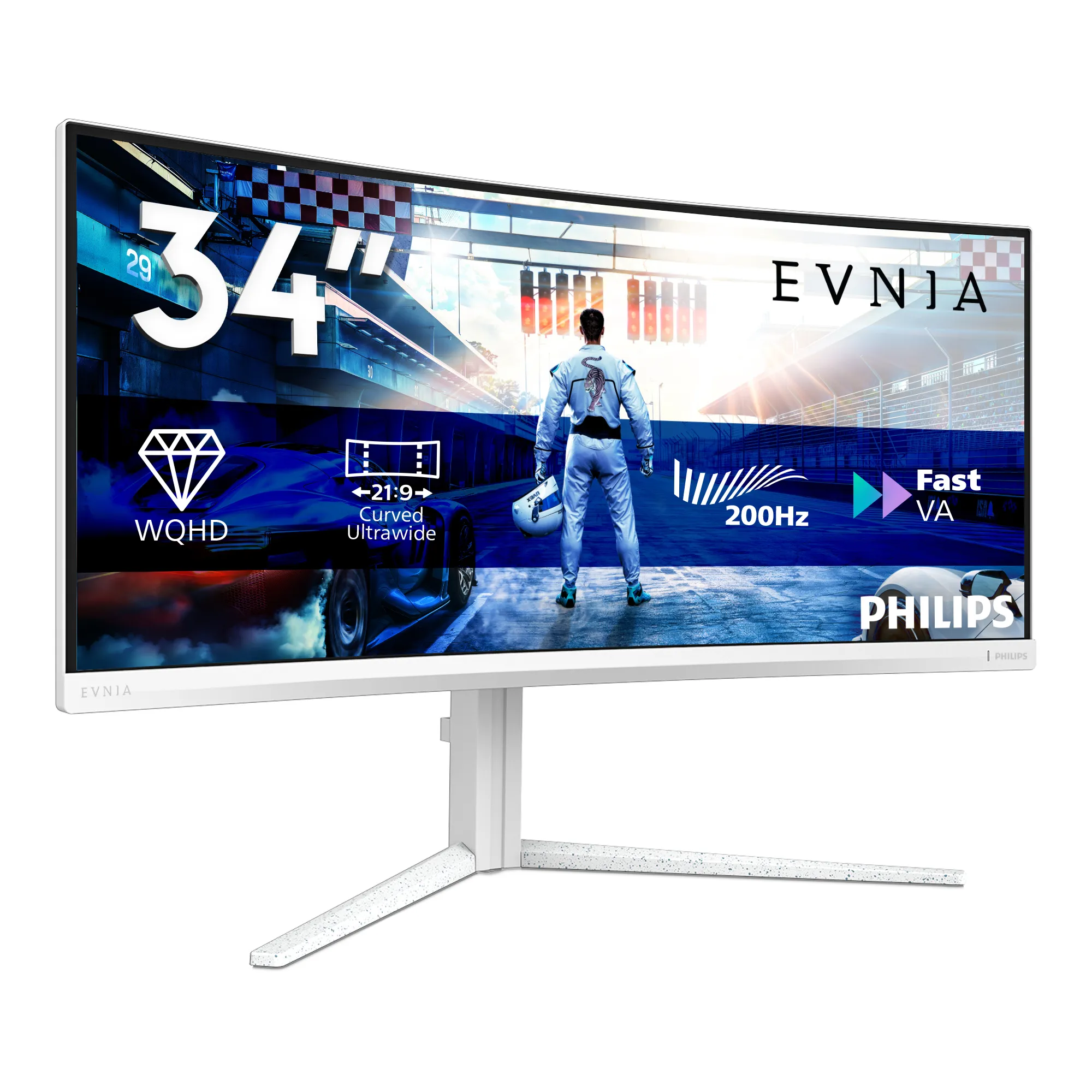 PHILIPS 34M2C5601QA 34" UW-QHD, Fast VA -kaareva pelin&auml;ytt&ouml;, USB-C hub, 200 Hz