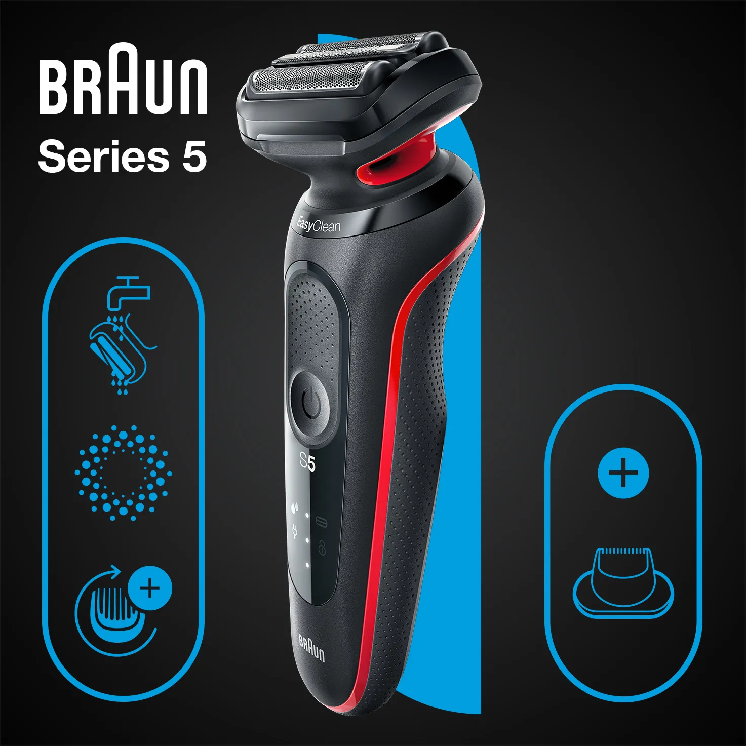 Braun Series 5 51-R1200S - foil shaver, Black and Red