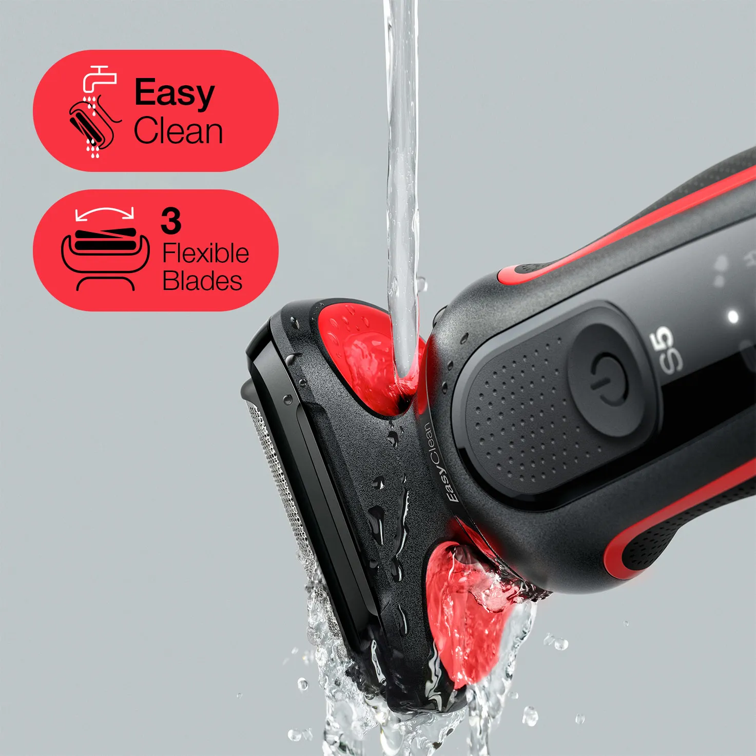 Braun Series 5 51-R1200S - foil shaver, Black and Red